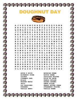 Doughnut Day- Morning Work- Word Search- June 2
