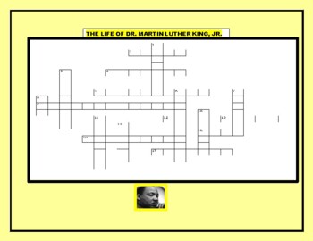 Preview of DR. MARTIN LUTHER KING, JR. DAY: A CROSSWORD PUZZLE W/ ANS. KEY