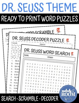 Dr. Seuss: Word Puzzles By Melody Room 
