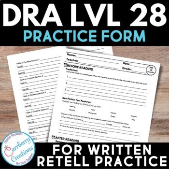 Preview of DRA 28 Non-Fiction Written Retell Practice Form