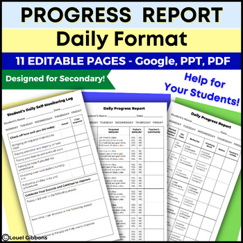 Preview of Daily Progress Report Template for Secondary, Editable in Google Slides PPT PDF