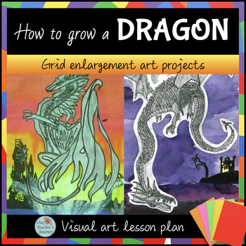 Preview of DRAGONS Art project for FANTASY guided lesson plan 4th-7th grade