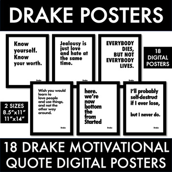 Preview of DRAKE Rap Lyric Quote Posters Modern Minimalistic