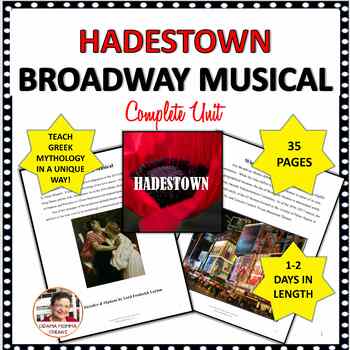 Preview of Broadway Musical Unit Study Guide Hadestown Greek Mythology Social Commentary