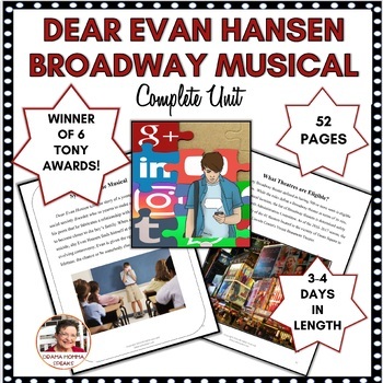 Preview of Broadway Musical Unit And Study Guide for Dear Evan Hansen Social Anxiety