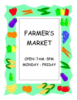 Preview of DRAMATIC PLAY THEME SIGNS - Farmers Market