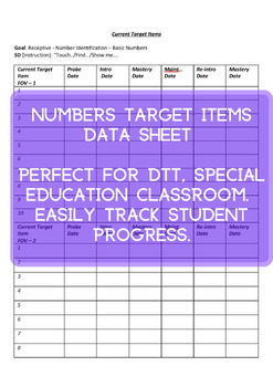 Preview of DTT Numbers Target Items List