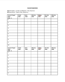 DTT Numbers Target Items List and Numbers by BehaviorBlitz | TPT