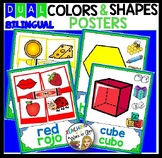 DUAL/BILINGUAL COLORS AND SHAPES POSTERS green blue