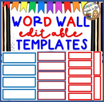 Preview of DUAL/BILINGUAL Word Wall Vocabulary Cards TEMPLATES Red & Blue