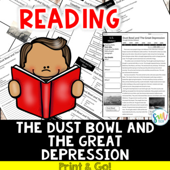 Preview of DUST BOWL and the GREAT DEPRESSION Reading Activity and Worksheet Packet!