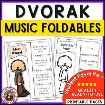 Preview of Music Composer Worksheets - DVORAK Biography Research and Listening Foldables