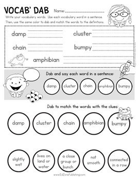 1st grade vocabulary worksheet