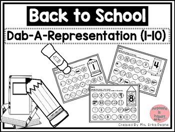 Preview of Dab It Number and Representations 1-10 Back To School Theme