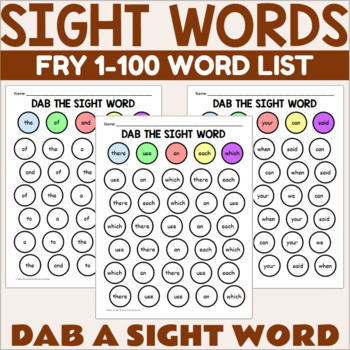 Preview of Dab a Fry Sight Word 1-100