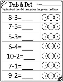 Dab and Dot Markers. Subtraction. Subtract and Dab! | TPT