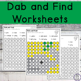 Dab and Find Number Worksheets