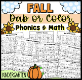 Fall Math and Literacy Kindergarten Activities Worksheets 