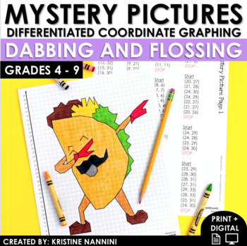 Preview of Dabbing and Flossing Coordinate Graphing Mystery Pictures |  Early Finishers
