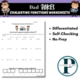 Dad Jokes Evaluating Functions Differentiated No Prep Worksheets