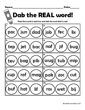 Dab the REAL word! (Freebie) by Crazy Wonderful Days | TPT