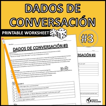 Preview of Dados de conversación #3 Advanced Spanish Conversation Dice Icebreaker