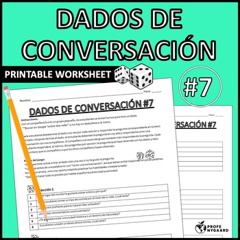 Preview of Dados de conversación #7 Advanced Spanish Conversation Dice Icebreaker