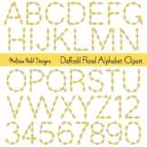 Daffodil Floral Alphabet Digital Clipart