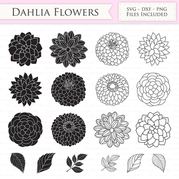 Download Dahlia Flowers Svg Files Peony Flowers Outline Floral Svg Cutting Files