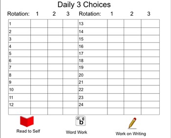 Preview of Daily 3 Choice Board
