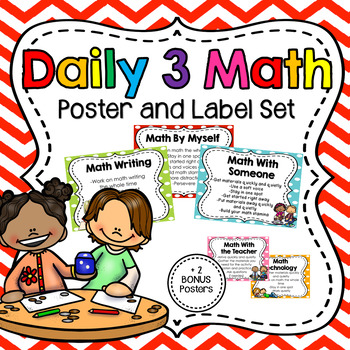 Preview of Daily 3 Math Poster and Label Set - EDITABLE