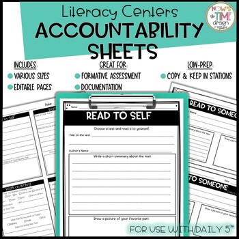 Preview of Literacy Centers Accountability Sheets | For Use With Daily 5