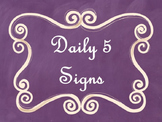 Daily 5 Bulletin Board Signs/Posters (Purple Chalkboard/Cu