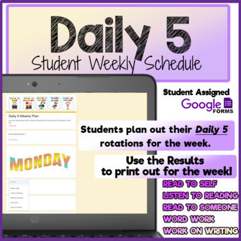 Preview of Daily 5 CAFE Reading | Weekly Schedule Log | Google Form 