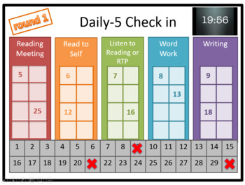 Preview of *Editable* Daily-5 Check In PPT (20 Minute Stations) w/Countdown Timers