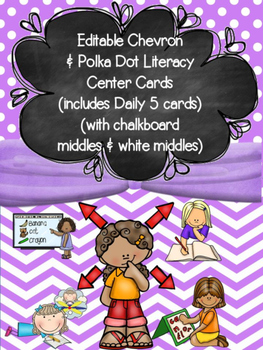 Preview of Daily 5 & ELA Center Activity Cards (3-Types) EDITABLE