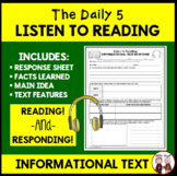 Daily 5 Listen to Reading Non Fiction Response Activity