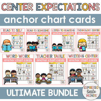 Preview of Daily 5 Literacy Centers Reading Groups Anchor Chart Expectation Cards BUNDLE