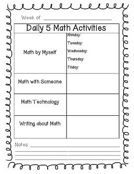 Preview of Daily 5 Math Planning Sheet FREEBIE