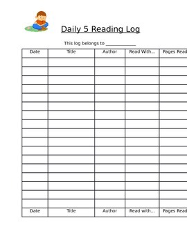 Daily 5 Reading Log by Ms Taylor | TPT