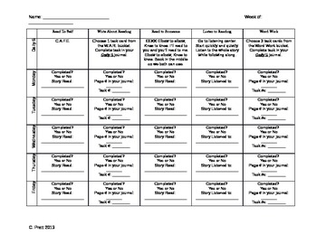 Preview of Daily 5 Recording Sheet aligned with Common Core
