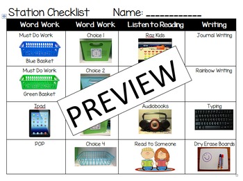 Preview of Daily 5 Station Checklist- Editable