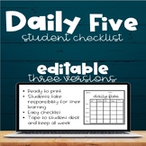 Daily 5 Stations Student Checklist