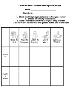 Preview of Daily 5 Tracking Forms