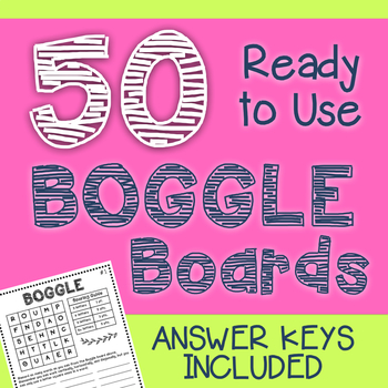 Preview of BOGGLE Boards with Answer Keys