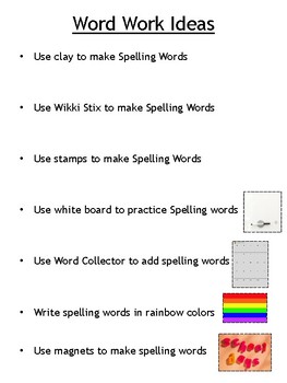 Preview of Daily 5 Word Work Choice Activities Poster
