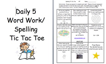 Preview of Daily 5 Word Work Tic Tac Toe #1-12