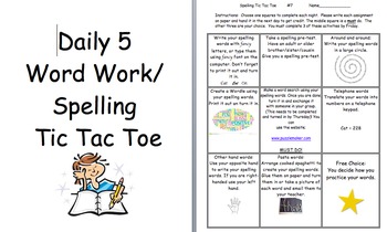 Preview of Daily 5 Word Work Tic Tac Toe #7-12