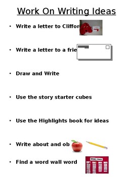 Preview of Daily 5 Work On Writing Choice Activity Poster