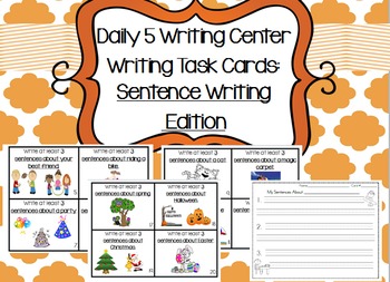 Preview of Daily 5 Writing Center Task Cards:  Sentence Writing Edition w/ paper